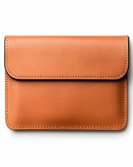 Light brown leather case, minimalist design, stitched edges