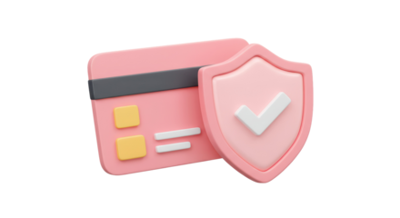 Isolated Secure Payment Depicted by Credit Card and Shield