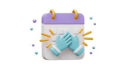 Isolated Conceptual Illustration of Calendar Reminder with Clapping Hands