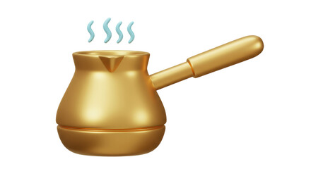 Isolated Turkish Coffee Pot with Steaming Coffee Symbol