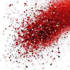 Red Glitter Particles Sparkling Vividly Isolated on Transparent Background
