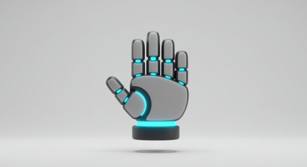 
Simple 3D robot hand icon in emoji style, with minimal design and clean surface, symbolizing technology and friendly AI