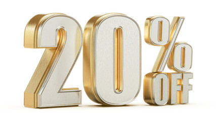 20 Percent Off Sale Golden Number Promotion