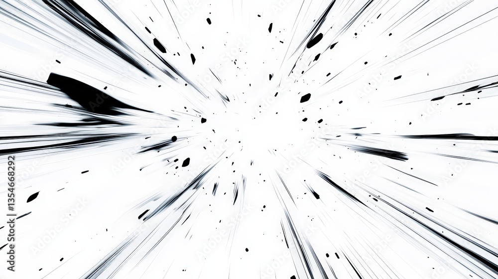 Aufkleber a dynamic explosion of lines and particles radiating outward, creating a sense of movement and energ