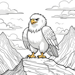 Perfect for anyone who loves kawaii animals, mountain scenery, and easy-to-color illustrations, this eagle coloring page is a fun and engaging way to explore creativity!