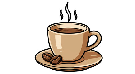 Obraz premium Isolated Coffee Cup with Beans and Steam