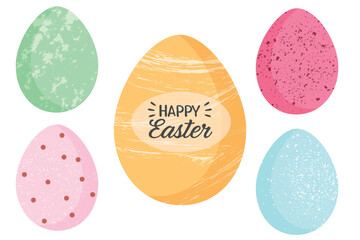 A set of Easter eggs with a happy Easter message