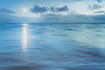 Night landscape of the sea, moonlit path