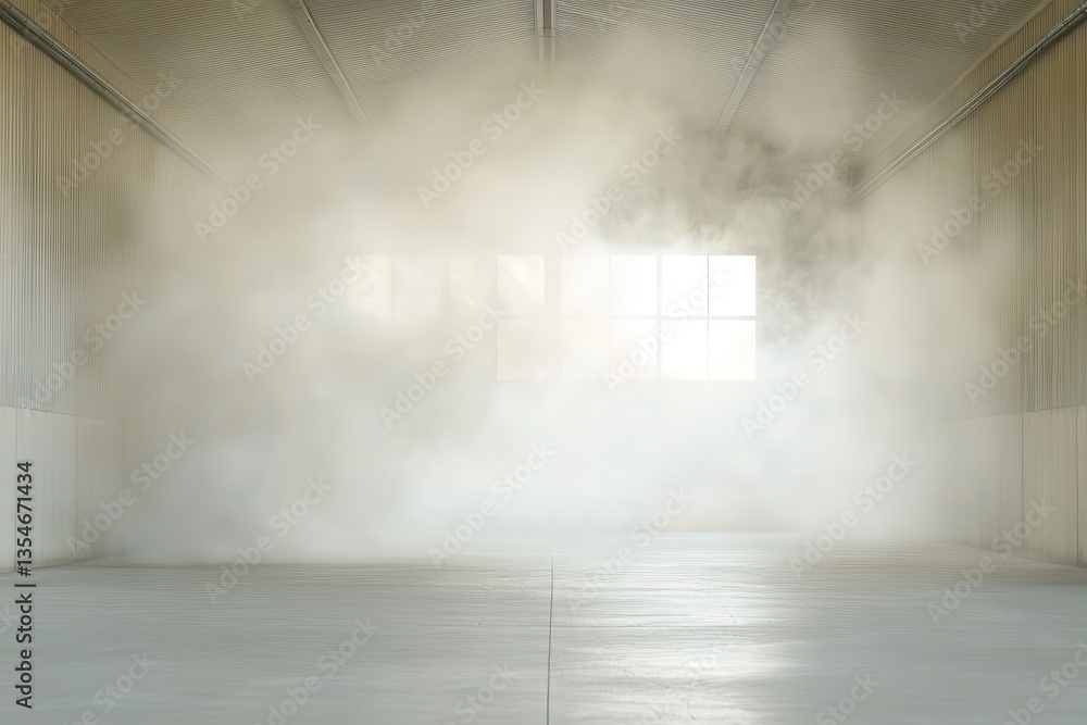 Aufkleber misty empty space with soft lighting in industrial setting