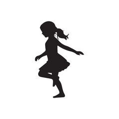 vector illustration of a playing girl with editable strokes and shape