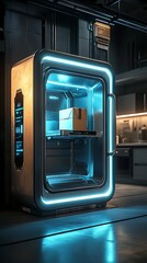 High tech refrigerator with neon lights high resolution picture