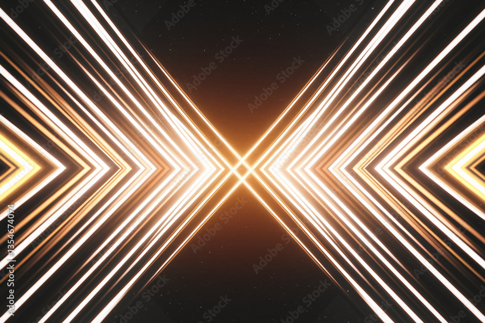 Aufkleber abstract image with gold and white light streaks forming an x shape on a dark background, creating a