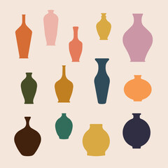 Abstract collection with different vases, modern design, contemporary, minimalist