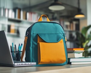 Stylish Backpack on Desk