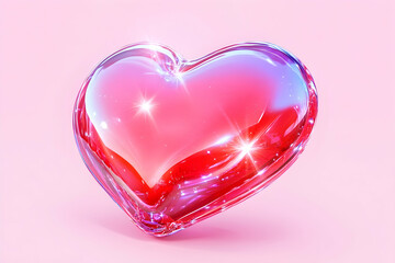 Fototapeta premium Heart Shape, 3D Model, Pink Background