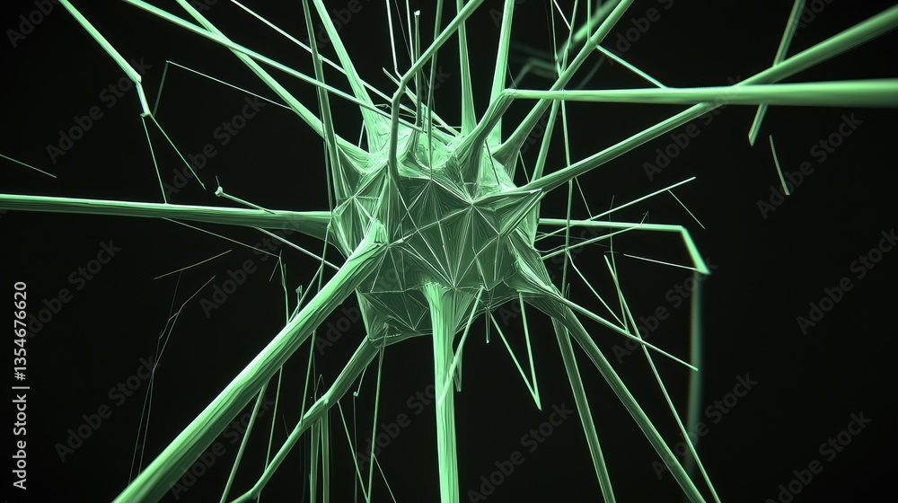 Poster abstract neuron connection wireframe neural net with connections for science, medical or education u