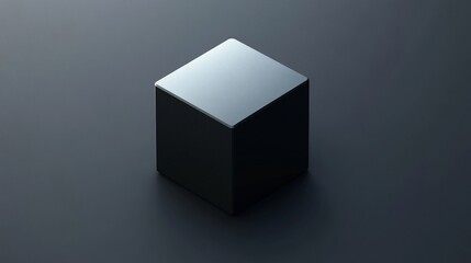 3D Black Cube on Dark Background