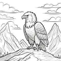 Perfect for anyone who loves kawaii animals, mountain scenery, and easy-to-color illustrations, this eagle coloring page is a fun and engaging way to explore creativity!