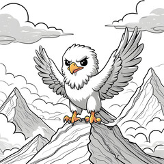 Perfect for anyone who loves kawaii animals, mountain scenery, and easy-to-color illustrations, this eagle coloring page is a fun and engaging way to explore creativity!