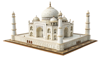 miniature of taj mahal agra india isolated on white background, PNG.