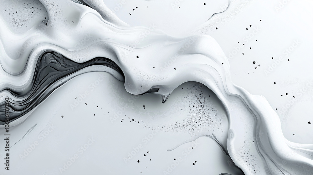 Poster white background with gray marble-like liquid pattern in minimalist style