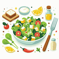 healthy, lunch, food, cheese, meal, lettuce, fresh, salad, green, gourmet, bread, parmesan, delicious, sauce, vegetable, dinner, caesar, bowl, chicken, appetizer, cuisine, dish, crouton, grilled, plat