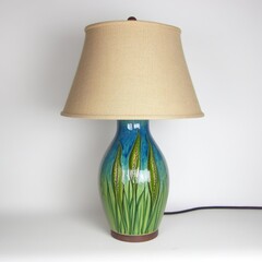 Ceramic table lamp with grass design