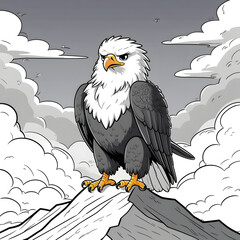 Perfect for anyone who loves kawaii animals, mountain scenery, and easy-to-color illustrations, this eagle coloring page is a fun and engaging way to explore creativity!
