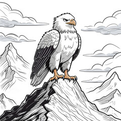 Perfect for anyone who loves kawaii animals, mountain scenery, and easy-to-color illustrations, this eagle coloring page is a fun and engaging way to explore creativity!