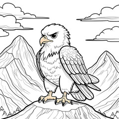 Perfect for anyone who loves kawaii animals, mountain scenery, and easy-to-color illustrations, this eagle coloring page is a fun and engaging way to explore creativity!