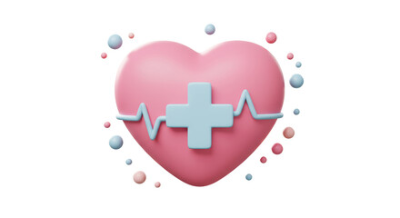 Obraz premium Isolated Heart with Cross and ECG Line - Medical Care