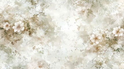 Elegant Watercolor Floral Design: Soft White Blossoms on Textured Beige Background