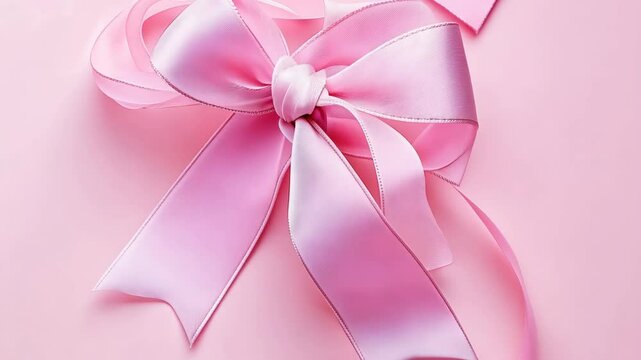 Creative pink satin bow arrangement on a soft pink background perfect for celebrations and gift wrapping during special occasions