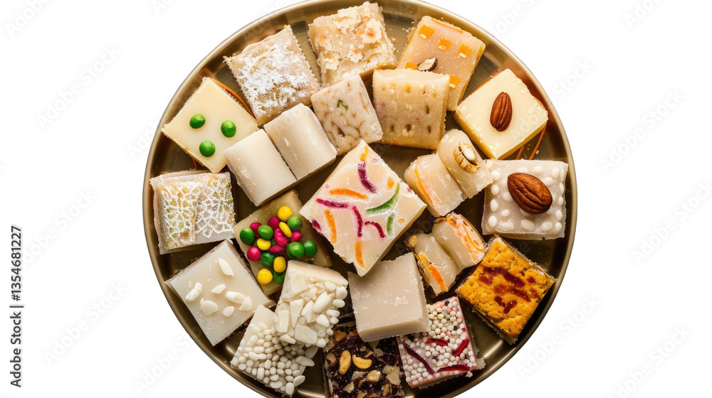 Poster a festive array of indian sweets: a tantalizing assortment of traditional indian sweets. an array of
