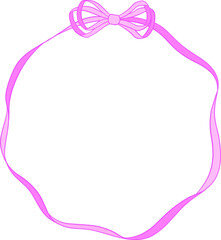 Coquette Pink Bow Ribbon Circle Frame