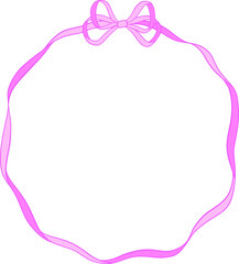 Coquette Pink Bow Ribbon Circle Frame