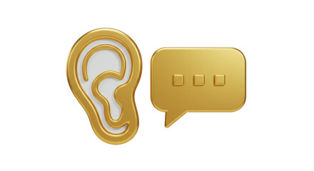 Isolated Ear and Speech Bubble, Listening and Communication