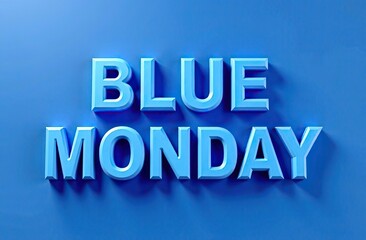 The blue Monday text for abstract background 3d rendering