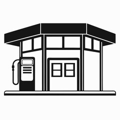 Monochrome Gas Station and Fuel Pump Icon
