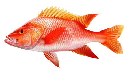 Fototapeta premium Vibrant Sea Jewel: A close-up of a brightly colored fish, showcasing intricate scales and striking hues, captures the ocean's underwater charm.