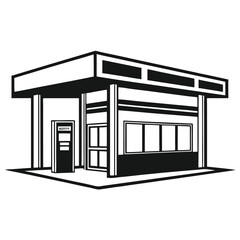 Gas Station and Pump Silhouette Illustration