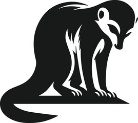 black silhouette of a meerkat looking downward