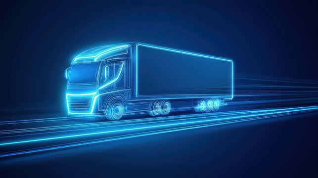 Futuristic neon truck design with speed effect