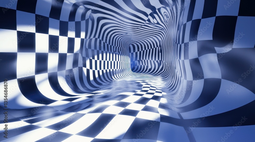 Poster a distorted, abstract scene where light bends and refracts through imaginary lenses, creating surrea