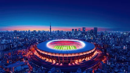 Papier peint photo  Aerial view of stadium at dusk in urban setting  © JK_kyoto