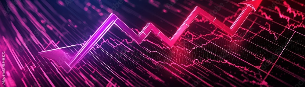 Poster rising trend line with colorful graph elements