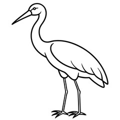 Hand-Drawn Stork Outline Art