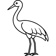 Hand-Drawn Stork Outline Art