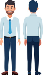 Businessman Front and Back View Illustration