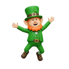 Variety of Cheerful 3D Jumping St. Patrick's Day Leperchaun Characters Isolated